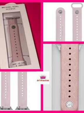$100 Michael Kors Women's Blush Rubber Pink Apple Watch Band Strap 38-40mm